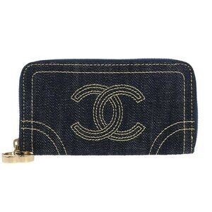 Chanel Navy Sparkling Denim Coin Purse Wallet 135561